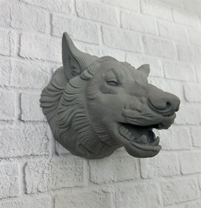 Gri Kurt Duvar Biblosu Güçlü Detaylı Dekoratif Tasarım 25x19 cm