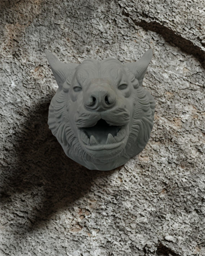 Gri Kurt Duvar Dekoru Asılabilir Dekoratif Heykel Tasarım