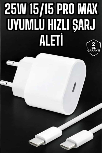 Güç Adaptörü ve Kablosu Şarj Aleti 15/15 Pro Max Uyumlu Hızlı Şarj