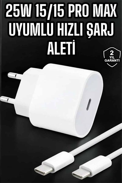 Güç Adaptörü ve Kablosu Şarj Aleti 15/15 Pro Max Uyumlu Hızlı Şarj