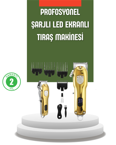 Güçlü Motorlu LCD Ekranlı Şarjlı Tıraş ve Şekillendirme Makinesi