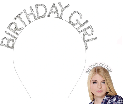 Gümüş Kristal Taşlı Birthday Girl Tacı