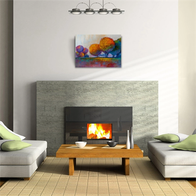 Günbatımı Sazlıklar ve Ağaçlar Yağlıboya Kanvas Tablo 50 x 70