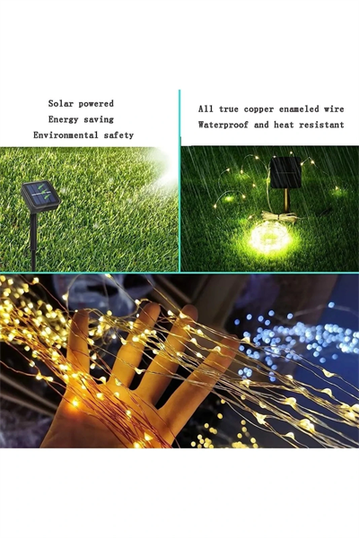 Güneş Enerjili 200 LED Dış Mekan Aydınlatma Şeridi