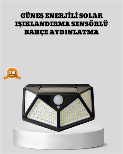 Güneş Enerjili Aydınlatma 100 LED Sensörlü Solar Dış Mekan Lamba