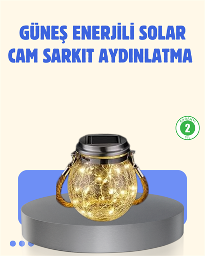 Güneş Enerjili Cam Sarkıt Bahçe Balkon Teras Aydınlatma 30 LED