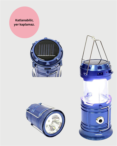 Güneş Enerjili Katlanabilir Kamp Feneri – USB Şarjlı, Hafif ve Çok Fonksiyonlu