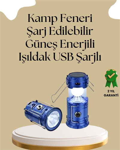 Güneş Enerjili Katlanabilir Kamp Feneri – USB Şarjlı, Hafif ve Çok Fonksiyonlu