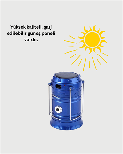Güneş Enerjili Katlanabilir Kızaklı Kamp Feneri – USB Şarjlı, Çok Yönlü ve Dayanıklı Tasarım