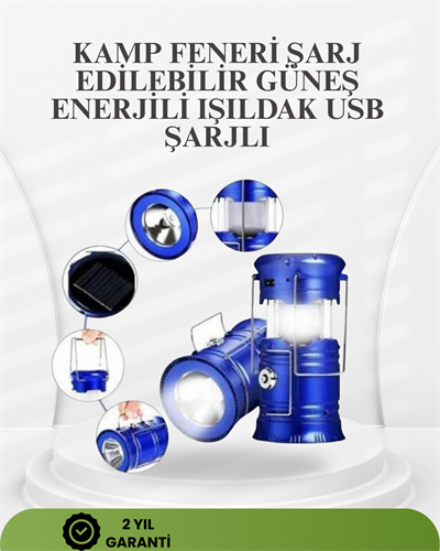 Güneş Enerjili Katlanabilir Kızaklı Kamp Feneri – USB Şarjlı, Çok Yönlü ve Dayanıklı Tasarım