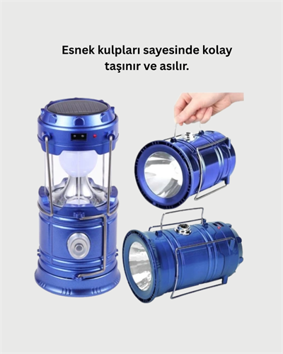 Güneş Enerjili Katlanabilir Kızaklı Kamp Feneri – USB Şarjlı, Çok Yönlü ve Dayanıklı Tasarım