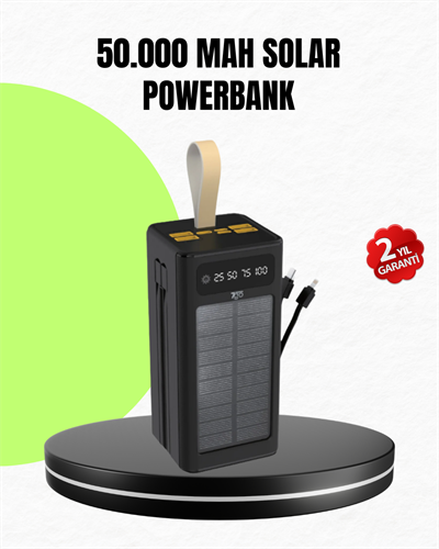 Güneş Enerjili Powerbank Dijital Göstergeli Taşınabilir Güç Kaynağı