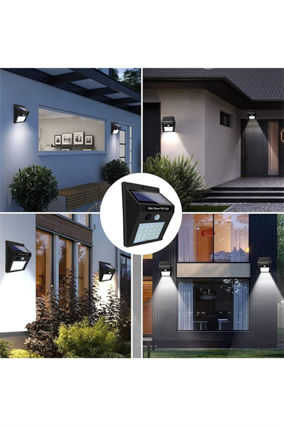 Güneş Enerjili Sensörlü Duvar Lambası Bahçe Lamba Suya Dayanıklı Bahçe Aydınlatma
