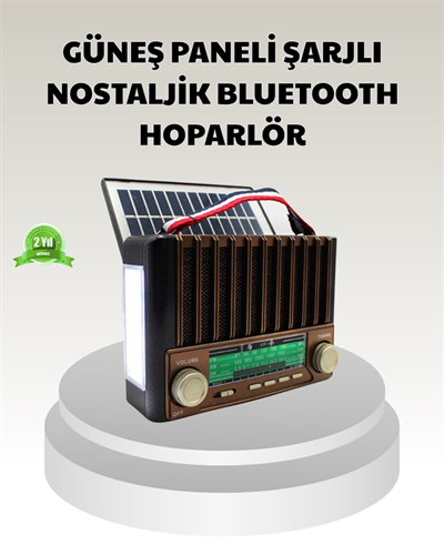 Güneş Enerjili Taşınabilir Hoparlör KTF-1428 Bluetooth Radyo USB SD Kart Destekli