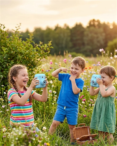 HD Ekranlı Çocuk Kamera Anında Fotoğraf Baskı ve Boyama Kalemli