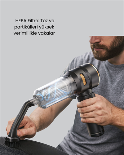 HEPA Filtreli Sessiz Çalışan Kablosuz Şarjlı Mini Süpürge