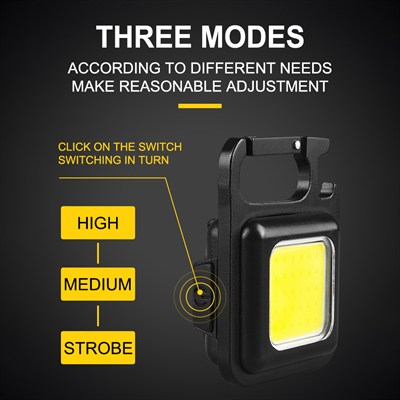HS-37 Led Anahtarlıklı Cep Boy Cob Led Metal Kasa Mıknatıslı Şişe Açacağı Usb’li Şarj Edilebilir El Feneri