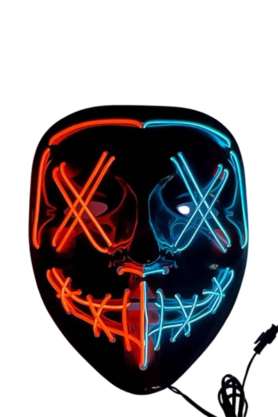Hallowen Parti Maskesi Neon Led Işıklı Maske 3 Modlu Cadılar Bayramı Maskesi