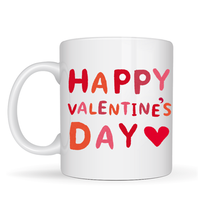 Happy Valentine’s Day Kupa – Model 4 Sevgililer Günü Hediyesi - Aşk Temalı Porselen Kupa - Sevgiliye Özel Tasarım