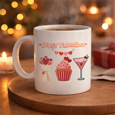 Happy Valentines Kupa – Model 6 Sevgililer Günü Özel Tasarım Porselen Kupa