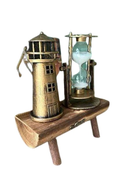 Hediyelik Eşya Retro Ahşap Deniz Feneri Kum Saati Biblo