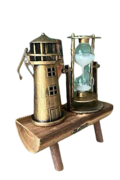 Hediyelik Eşya Retro Ahşap Deniz Feneri Kum Saati Biblo