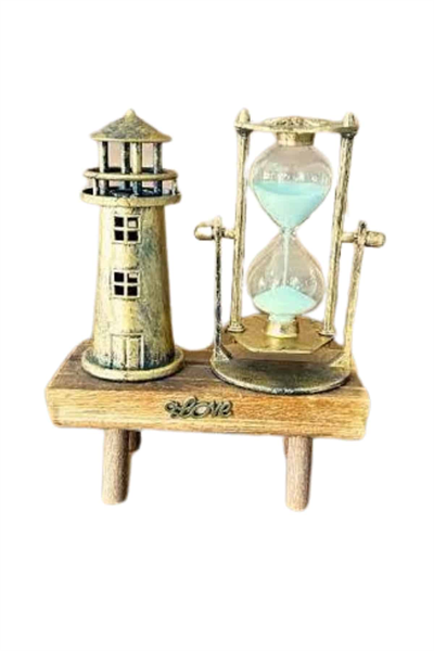 Hediyelik Eşya Retro Deniz Fenerli Kum Saati Ahşap Görünümlü Dekoratif Eşya