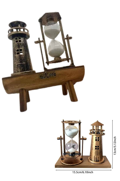 Hediyelik Eşya Retro Deniz Fenerli Kum Saati Ahşap Görünümlü Dekoratif Eşya