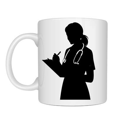 Hemşire Temalı Porselen Kupa MODEL 172– Stetoskoplu Kadın Sağlık Çalışanı Tasarımlı Kahve Kupası – Hemşirelere Özel Hediye Fincanı