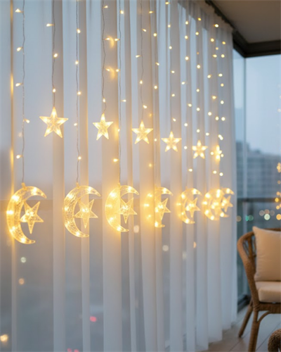Hilal Yıldız LED Perde Işık Balkon Pencere ve Oda Dekorasyonu