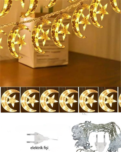 Hilal Yıldız LED Perde Işık Balkon Pencere ve Oda Dekorasyonu