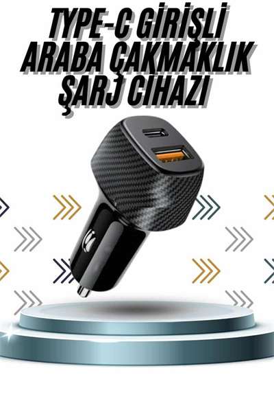 Hızlı Oto Şarj Cihazı 38W Çift Girişli HIzlı Şarj Oto Çakmaklık Type-C