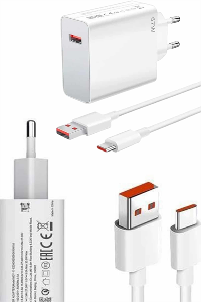 Hızlı Şarj Aleti Adaptörü Kablo Seti 67W Uzun Ömürlü Beyaz