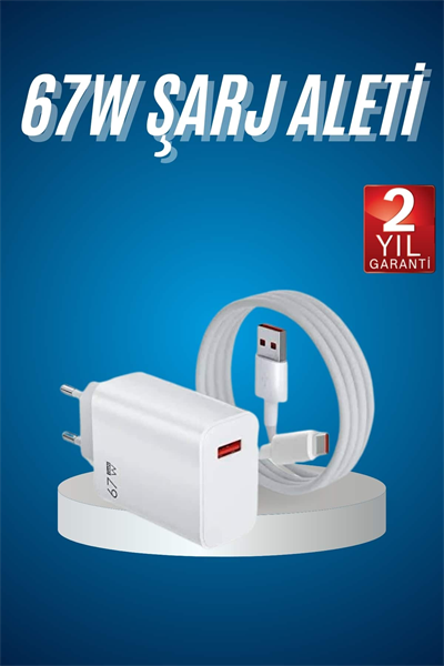 Hızlı Şarj Aleti Adaptörü Kablo Seti 67W Uzun Ömürlü Beyaz