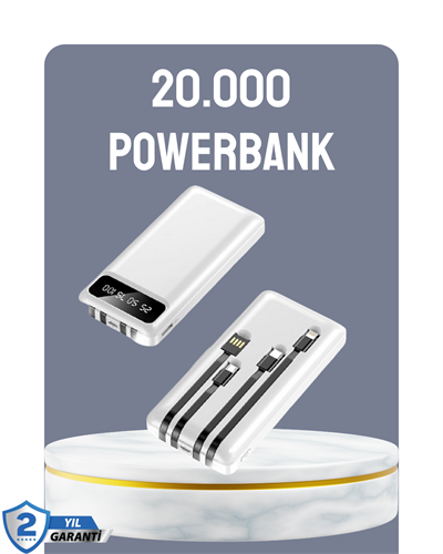 Hızlı Şarj Destekli 20.000mAh Powerbank USB Type-C Lightning LCD