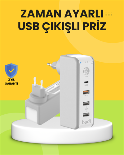 Hızlı Şarj Destekli Zaman Ayarlı USB Şarj Adaptörü