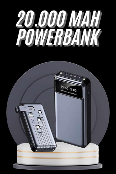 Hızlı Şarj Özellikli 20.000 Mah Dijital Göstergeli USB Girişli Android ve İOS Uyumlu Powerbank