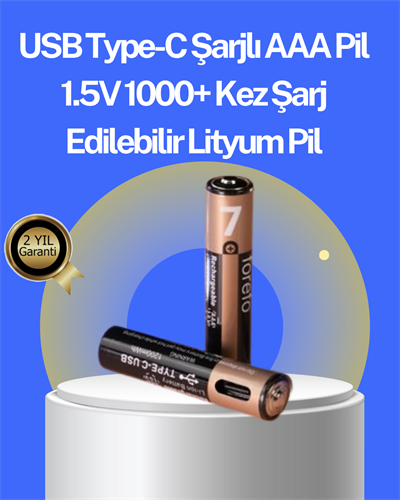Hızlı Şarj Teknolojili USB Şarjlı AAA Pil – 40 Dakikada Tam Şarj
