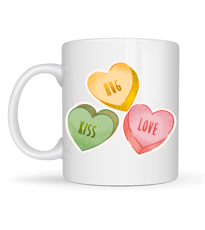 Hug Kiss Love Model 10 Porselen Kupa – Cıvıl Cıvıl Kalpli Tasarım, Sevgiliye & Hediye Kupası