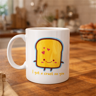 I Got a Crust On You Yazılı Sevimli Tasarım Porselen Kupa Model 23 Eğlenceli & Romantik Kahve Kupası