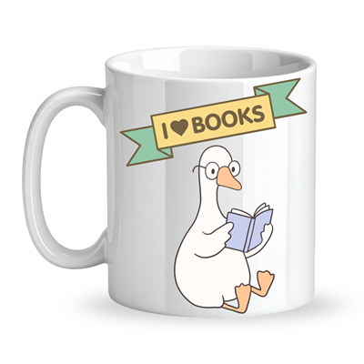 I Love Books Yazılı Tasarım Kupa Model 206 Kitap Severlere Özel Seramik Kahve Kupası Hediye Seçeneği