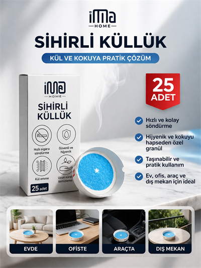 İMA Home Sihirli Küllük 25 Adet Dumansız Kokusuz Kül Toplayıcı Taşınabilir Hijyenik Masa Üstü Küllük