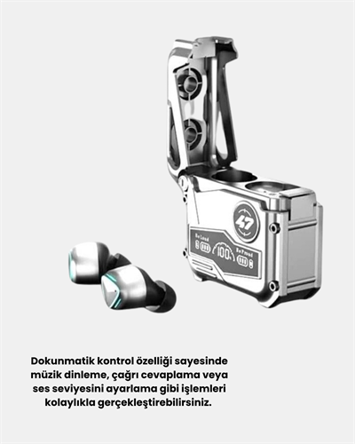 IPX5 Su Geçirmez Kablosuz Bluetooth Kulaklık – Powerbank Şarj Kutulu, Düşük Gecikmeli Oyun Modu