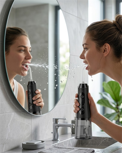 IPX7 Su Geçirmez Şarjlı Ağız Duşu 320 ml Su Tanklı 4 Modlu Temizlik Cihazı