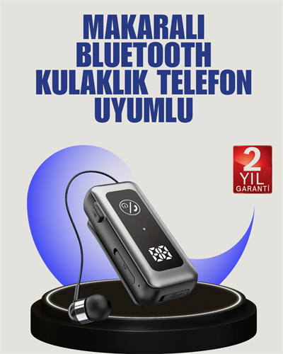İçi Sarılabilen Kablo ve Yaka Klipsli Bluetooth Kulaklık