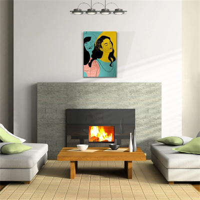 İki Kadın Portesi , Pastel Renklerde Kanvas Tablo 50 x 70