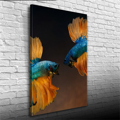 İki Mavi Balık Kanvas Tablo 50 x 70