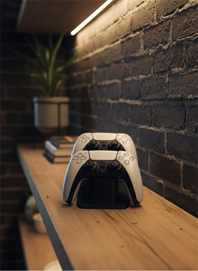 İkili Gamepad Tutucu Siyah 7x18 cm Masa ve Raf Düzeni