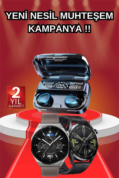 İkili Set Akıllı Saat Ve Bluetooth Kulaklık Kablosuz Uzun Pil Ömrü Spor Modları