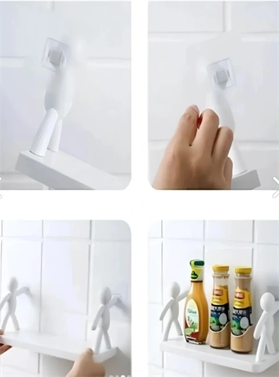 İnsan Figürlü Yapışkanlı Çok Amaçlı Duvar Rafı